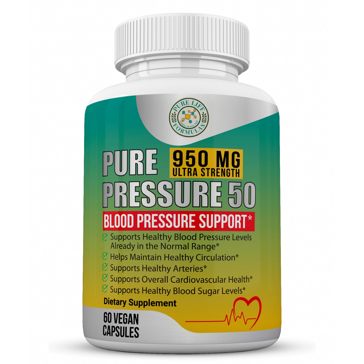 Pure Pressure 50 Supplement Bottle - Support Healthy Blood Pressure Naturally