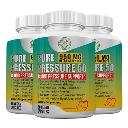 Pure Pressure 50 Supplement Facts Panel - Beet Root Hawthorn Berry Magnesium Dosage