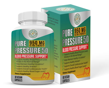 Pure Pressure 50 Box and Bottle - Plant-Based Cardiovascular Support Supplement